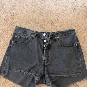 Levi’s 501 Black Distressed Denim Shorts